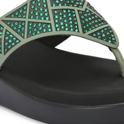 Women Slip-On Toe Post Thong Flats (W-TT-10-BOTTLE-GREEN)