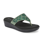 Women Slip-On Toe Post Thong Flats (W-TT-10-BOTTLE-GREEN)