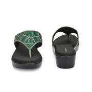 Women Slip-On Toe Post Thong Flats (W-TT-10-BOTTLE-GREEN)