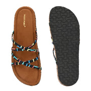 Women Colorful Strap Sandals - Premium Collection (W-UV-01-BLACK-MULTI)