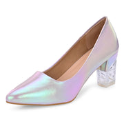 Women Pointed-Toe Pumps (W-VI-11-PURPLE-RAINBOW)