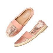 Women RoseGold Sequin Espadrilles Loafers (W-V1-19-ROSEGOLD)