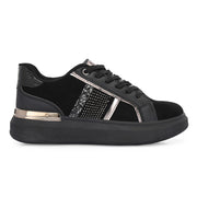 Women Chunky Lace-Up Sneakers (W-VI-21-BLACK)