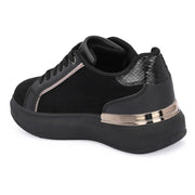 Women Chunky Lace-Up Sneakers (W-VI-21-BLACK)
