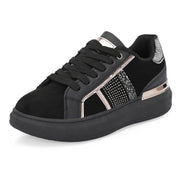 Women Chunky Lace-Up Sneakers (W-VI-21-BLACK)