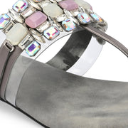 Women Stylish Grey Jeweled Flats (W-VI-23-GREY)