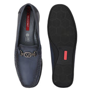 Men Premium Leather Blue Slip on Loafer (V-Class-11-Blue)
