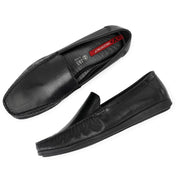 Men Premium Leather Black Slip On Loafer (V-Class-01-Black)