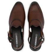 Men Premium Leather Brown Ethnic Sandal (Indigo-31-Brown)