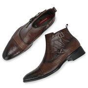 Men Premium Leather Brown Side Zipper Boots (Pride-77-Brown)