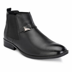 Men Premium Leather Black Formal Chelsea Ankle Boot (Insta-95A)