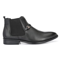 Men Premium Leather Black Formal Chelsea Ankle Boot (Insta-95A)