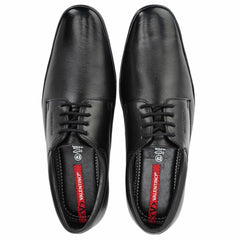 Men Premium Leather Black Lace-Up Formal Derby Shoes (Stanley-70)