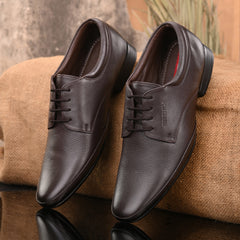 Men Premium Leather Brown Lace-Up Formal Derby Shoes (Stanley-70)