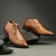 Men Premium Leather Teak Lace-Up Formal Derby Shoes (Secular-75-Teak)