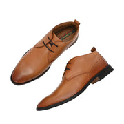 Men Premium Leather Teak Lace-Up Formal Derby Shoes (Secular-75-Teak)