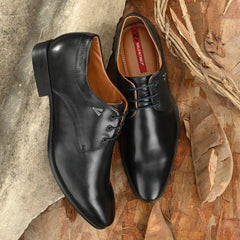 Men Premium Leather Black Lace-Up Formal Derby Shoes (UFO-51)