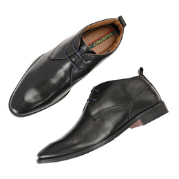 Men Premium Leather Black Lace-Up Formal Derby Shoes (Secular-75-Black)