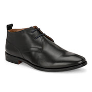 Men Premium Leather Black Lace-Up Formal Derby Shoes (Secular-75-Black)