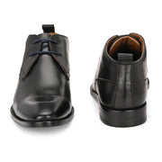 Men Premium Leather Black Lace-Up Formal Derby Shoes (Secular-75-Black)