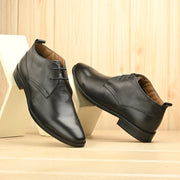 Men Premium Leather Black Lace-Up Formal Derby Shoes (Secular-75-Black)