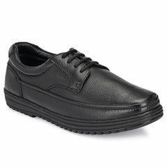 Men Premium Leather Black Formal Derby Shoes (Fit-51)