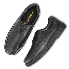 Men Premium Leather Black Formal Derby Shoes (Fit-51)