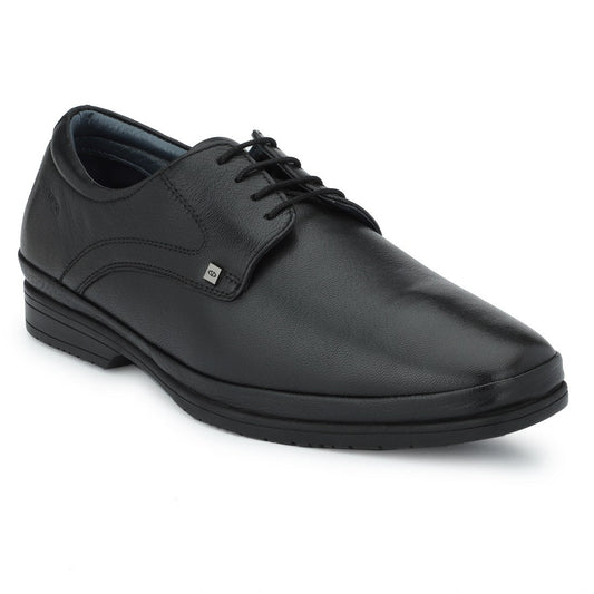 Genuine Leather Black Lace Up Formal Derby Shoes for Men (Port-52-Black)