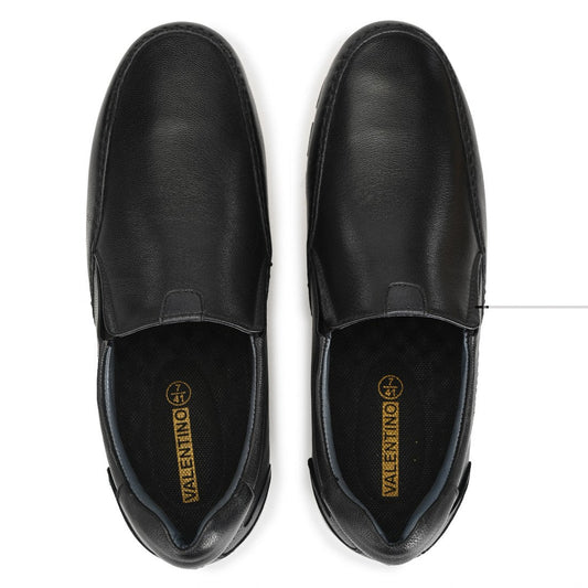 ENTERO-06 MEN LEATHER BLACK CASUAL SLIP ON MOCCASSINS