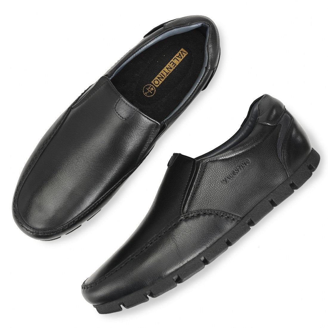 Men Premium Leather Black Slip On Casual Shoes (Entero-06)