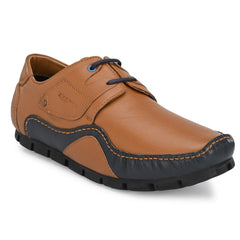 Men Premium Leather Tan Casual Derby Shoes (Entero-56)