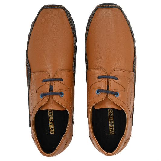 Men Premium Leather Tan Casual Derby Shoes (Entero-56)