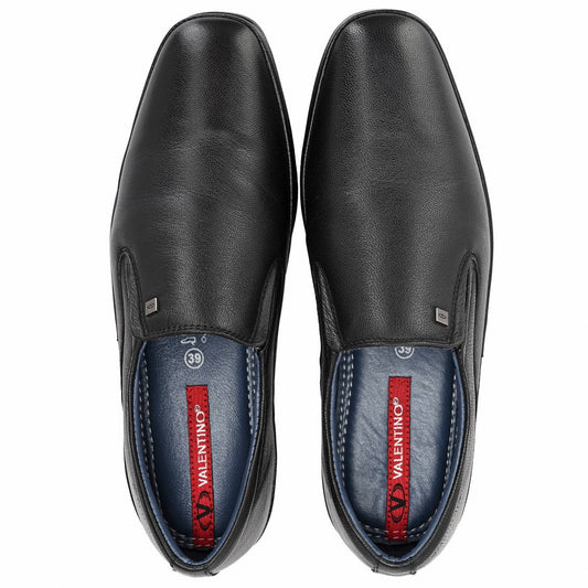 Genuine Leather Black Slip-On Formal Shoes for Men (Port-02-Black)