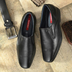 Men Premium Leather Black Slip-On Formal Shoes (Port-02)