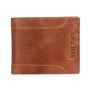 West Port Men's Genuine Leather Wallet – Classic Design with Ample Storage (M-WT-ISC-11-COGNAC-MEDIUM)