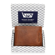 West Port Men's Genuine Leather Wallet – Classic Design with Ample Storage (M-WT-ISC-11-COGNAC-MEDIUM)