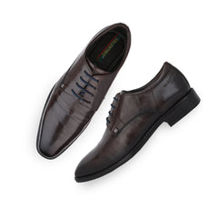 Men Premium Leather Brown Lace-Up Formal Derby Shoes (Giness-63)