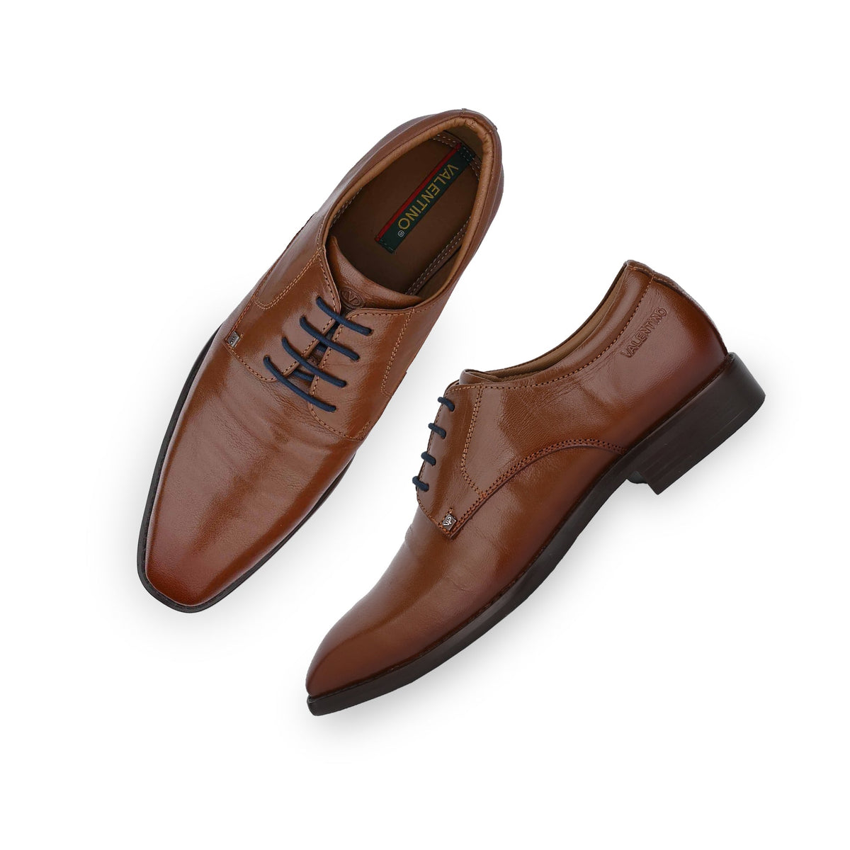 Men Premium Leather Tan Lace-Up Formal Derby Shoes (Giness-63)