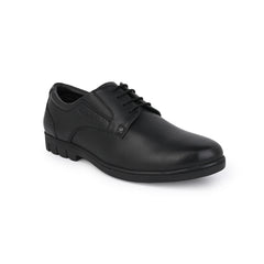 Men Premium Leather Black Lace-Up Formal Derby Shoes (Pluto-55)