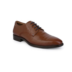 Men Premium Leather Tan Lace-Up Formal Derby Shoes (Giness-63)