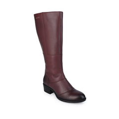 Women Premium Leather Zipper Boots (W-HALLE-97-BORDO)