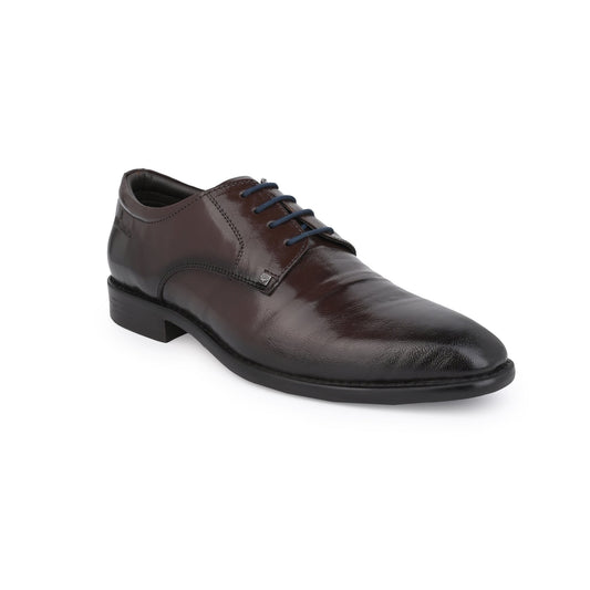 Men Premium Leather Brown Lace-Up Formal Derby Shoes (Giness-63)