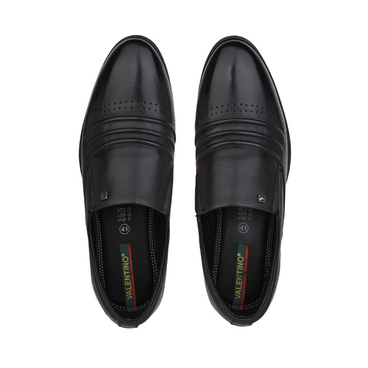 Black men leather formal slip on shoes - AKME-11 (cw)