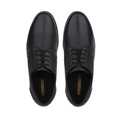 Men Premium Leather Black Lace-Up Formal Derby Shoes (Pluto-55)