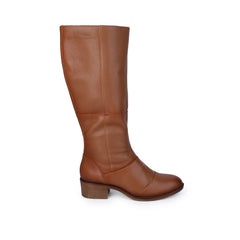 Women Premium Leather Zipper Boots (W-HALLE-97 - TAN)