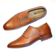 Men Premium Leather Cognac Lace-Up Formal Derby Shoes (Victor-52-Cognac)
