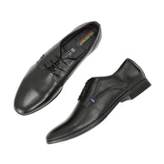 Men Premium Leather Black Lace-Up Formal Derby Shoes (Fortuner-50-Black)