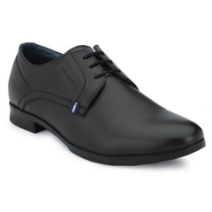 Men Premium Leather Black Lace-Up Formal Derby Shoes (Juniper-50)