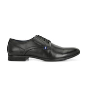 Men Premium Leather Black Lace-Up Formal Derby Shoes (Fortuner-50-Black)