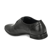 Men Premium Leather Black Lace-Up Formal Derby Shoes (Fortuner-50-Black)